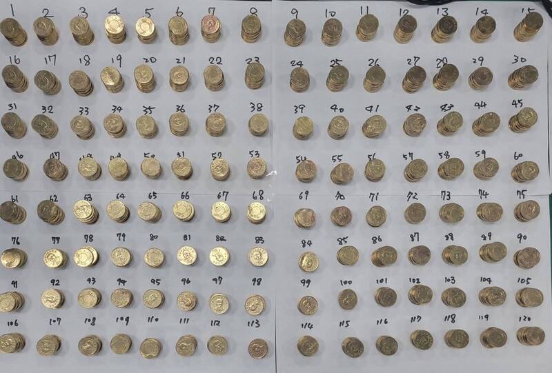 PLAY948-資訊情報-坑娃娃機店洗真幣 苗栗警方查獲1800枚50元偽幣